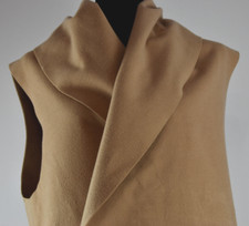 Halogen One Size Tan Open Mid Length Vest Pockets Shrug Shawl Collar Sleeveless