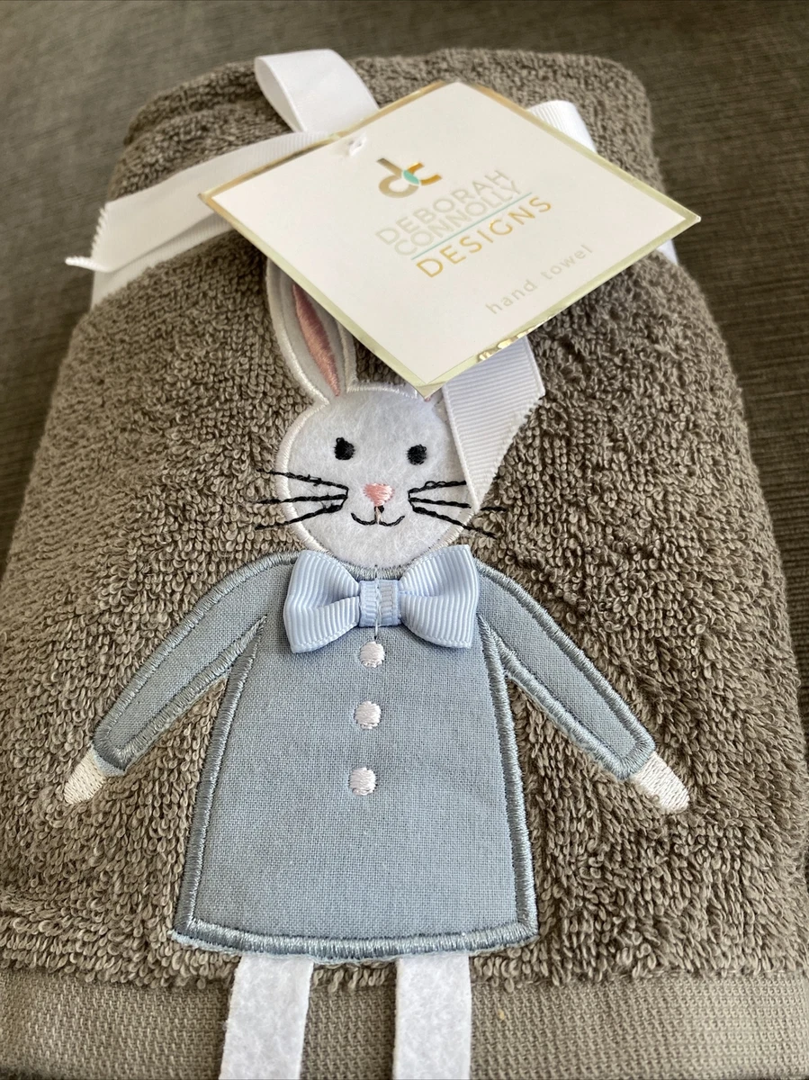 DEBORAH CONNOLLY DESIGNS HAND TOWELS 2 EASTER BUNNY Boy COTTON