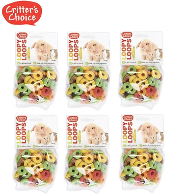 6 X 50G CRITTERS CHOICE LOOPY LOOPS SMALL ANIMAL RABBIT GUINEA HAMSTER TREATS