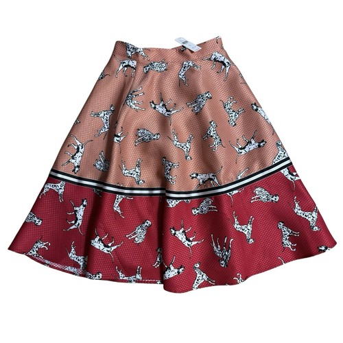 Gonna midi nuova con etichette Hutch x Anthropologie motivo dalmata cerchio taglia 2 rosso corallo - Foto 2 di 8