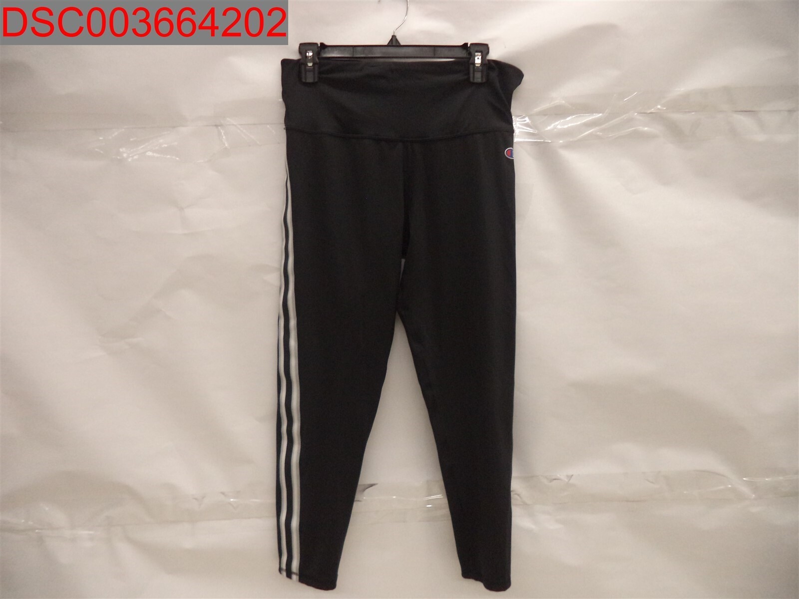 NWOT - Champion Women's Black Double Dry Striped High-Waist Leggings, Size XL
