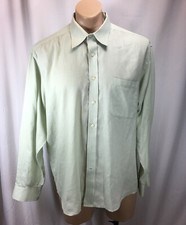 Men MONSIEUR BY GIVENCHY Green Cotton Button Up Dress Shirt Sz 16.5 34/35