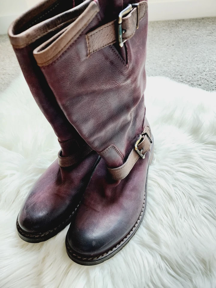 STEVEN Steve Madden Mujer Earniee Cuero Sangre de Buey Arnés Botas Envejecidas 38 Foto 4 de 4