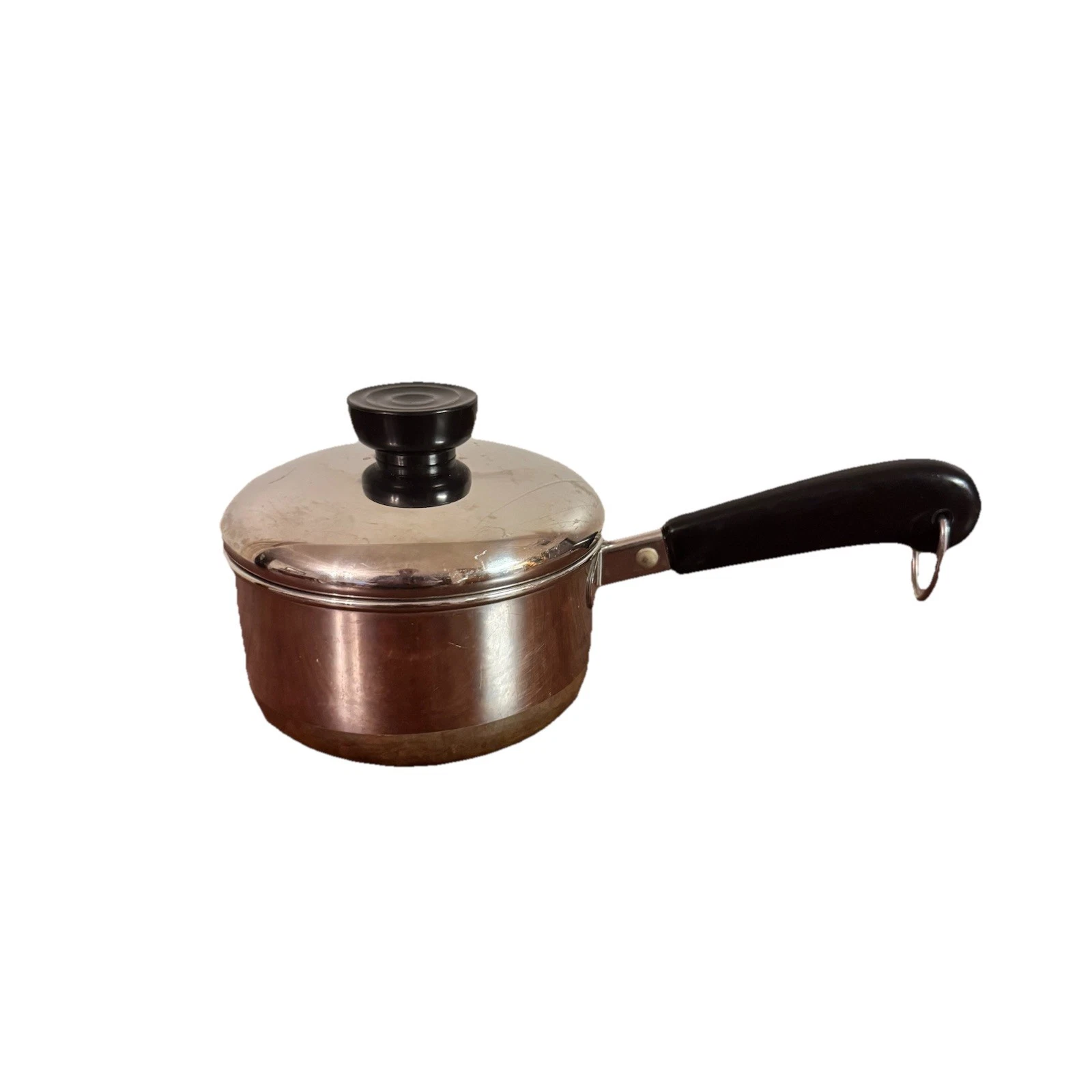 Vtg 1801 Revere Ware 3/4 qt Sauce Pan Pot Lid Copper Bottom Clinton, USA