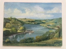 Vintage Oil Painting Cornish Landscape Scene “Porth Nauas Creek “ Board Signed