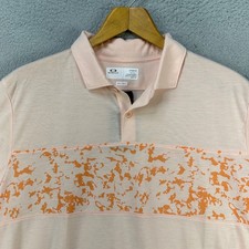 Oakley Hydrolix Mens Golf Polo Shirt Large Pastel Orange Rugby Performance NEW