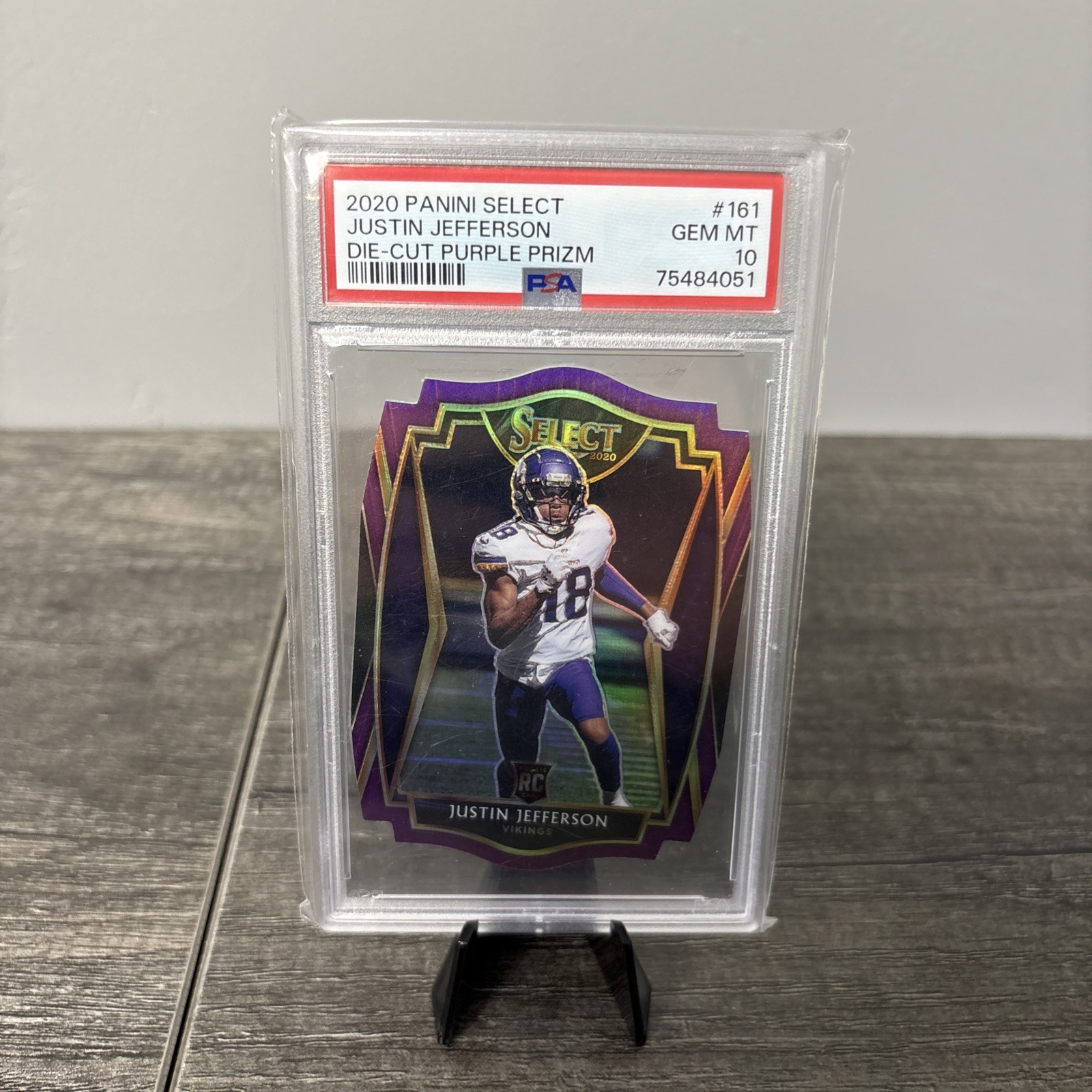 2020 Panini Select Premier Level Justin Jefferson #161 Purple Die-Cut Psa 10