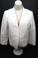 Ann Taylor Loft Womens Jacket Blazer M Medium Ivory Textured Open Front NWT