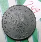 1943-F Germany 5pf Nazi Coin WW2 — photo 3