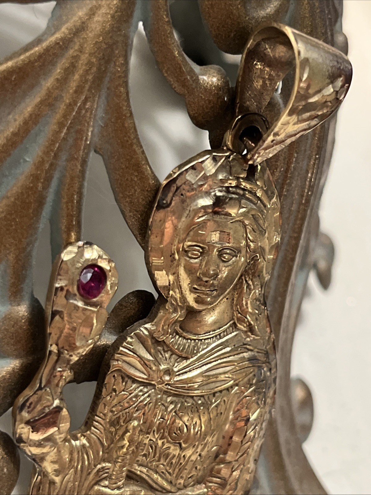 Authentic Natural Ruby Saint Barbara Medieval Pen… - image 11