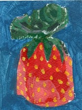 ACEO Original painting grandma's candy, tiny food art card by Cristal Ortiz