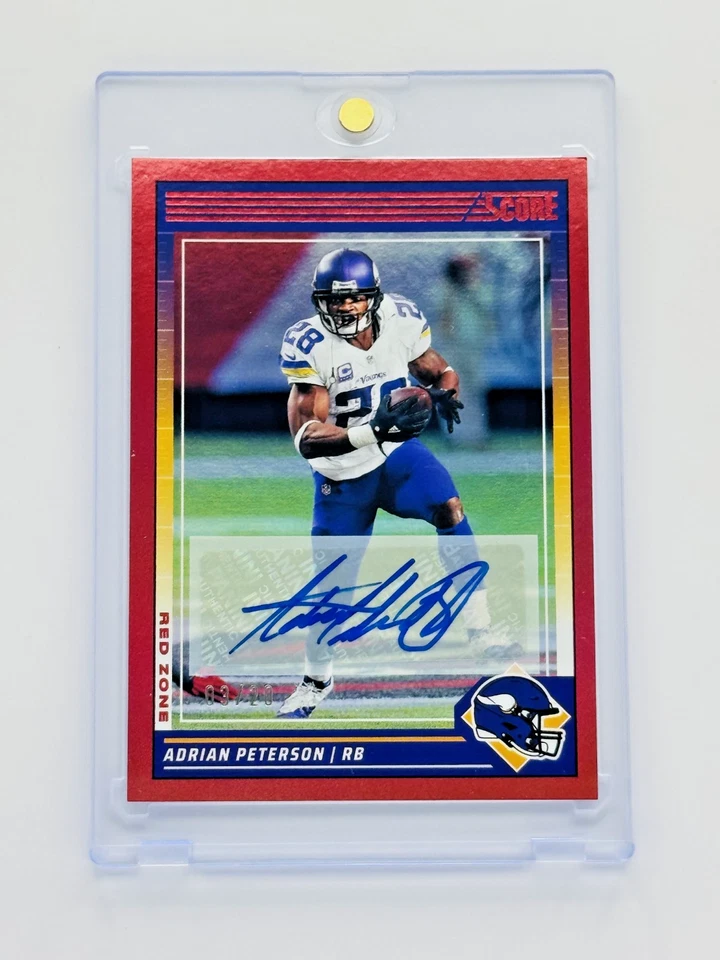 2024 Score Adrian Peterson Red Zone Auto /20 Vikings SSP - Image 3 of 4