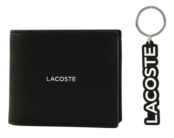 Lacoste Billfold Key Ring Box M GeldböRse SchlüSselanhäNger Noir Schwarz Neu-image