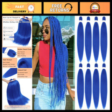 26 Inch Pre-Stretched Blue Braiding Hair - 8 Pack Soft Yaki for Knotless Crochet