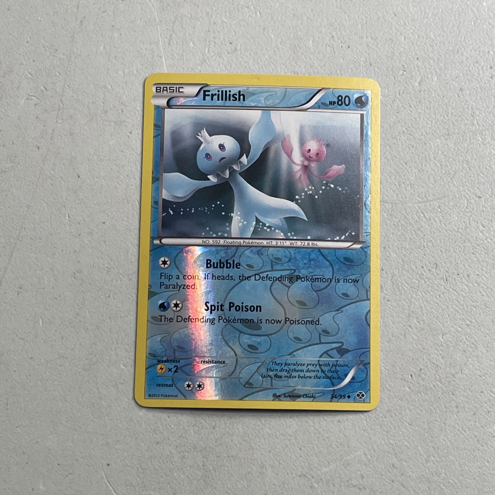 Pokemon TCG 2012 Next Destinies Card -- Frillish 34/99 Reverse Holo