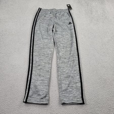 Adidas Track Pants Boys Large 14-16 Gray Performance Regular Fit Activewear