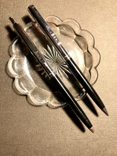 Vintage Double Heart PaperMate Pen&Pencil Set, Ex Cond, Black & Chrome, Slim Pro