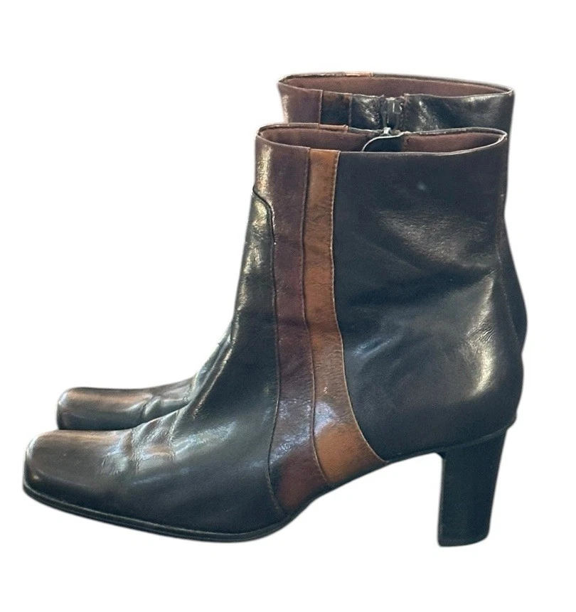 Vtg Liz Claiborne Flex Trinity Brown Leather Ankle Boots Women Sz 8M Booties Y2K - Image 2 of 4