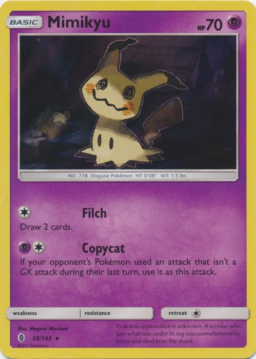 Mimikyu - 58/145 - Holo Rare Pokemon Lightly Played Guardians Rising