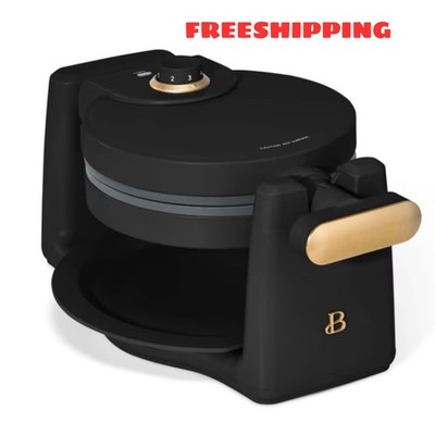 Beautiful Rotating Belgian Waffle Maker, Black Sesame by Drew Barrymore
