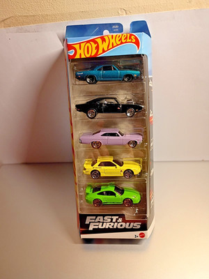 HOT WHEELS FAST & FURIOUS 5 PACK DODGE CHARGER IMPALA PORSCHE BARRACUDA NISSAN