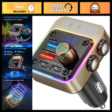 Bluetooth 5.3 FM Transmitter Car Adapter, 54W 4-Port Fast Charging Hub