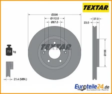 2pcs brake disc PRO TEXTAR 92324903 for Ssangyong Tivoli
