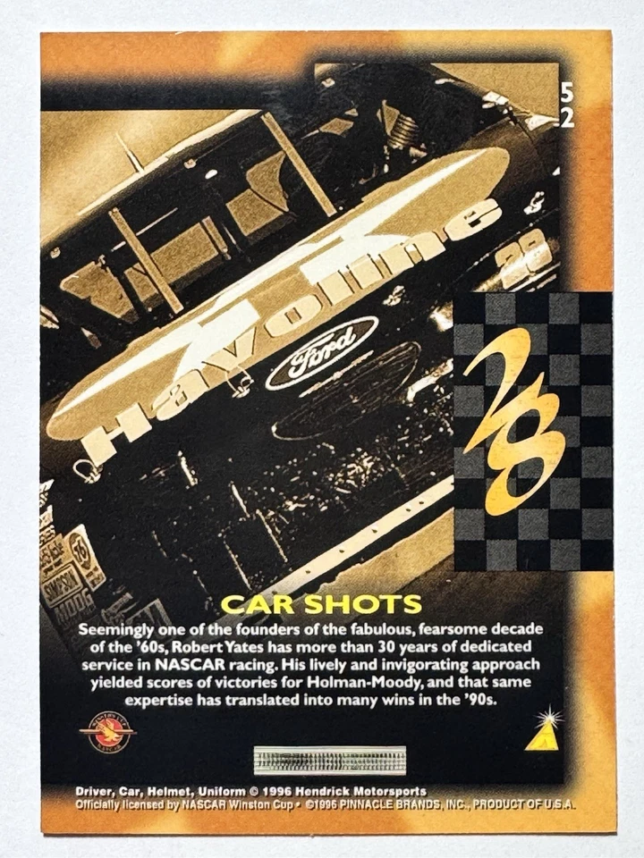 ERNIE IRVAN 1996 Pinnacle #28 HAVOLINE CAR NASCAR Racing Card #52 - Image 4 of 4