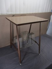 Vtg Mid-Century Modern Record Player Stand LP Magazine Rack Table & Slanted Legs
