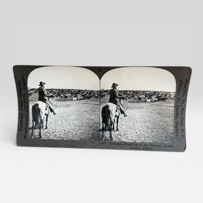Cowboys Roundup Kansas Keystone Stereoview Sherman Ranch 1900s Photo
