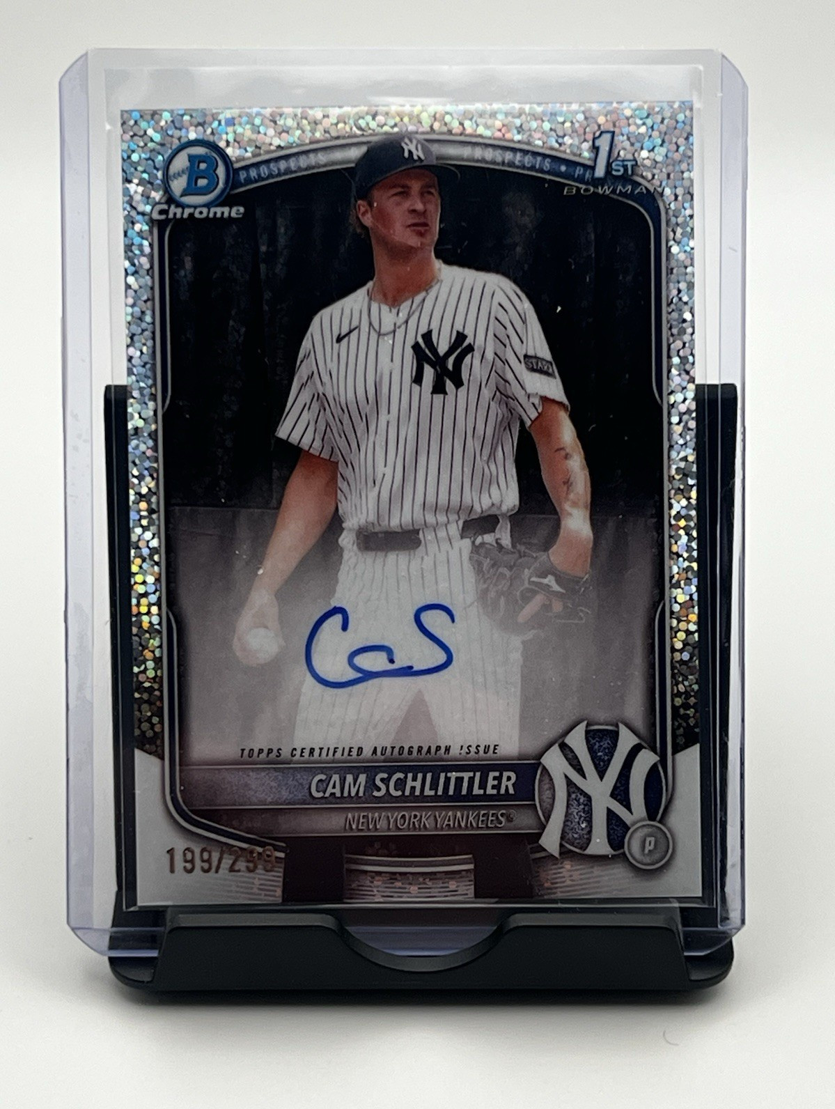 2025 Bowman Chrome Cam Schlittler 1st Bowman Auto Speckle Refractor /299 Yankees