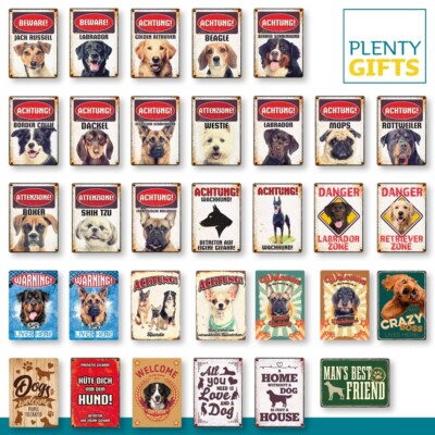 Plenty Gifts Blechschild Hund Retro Vintage Geschenk Deko 32 Motive