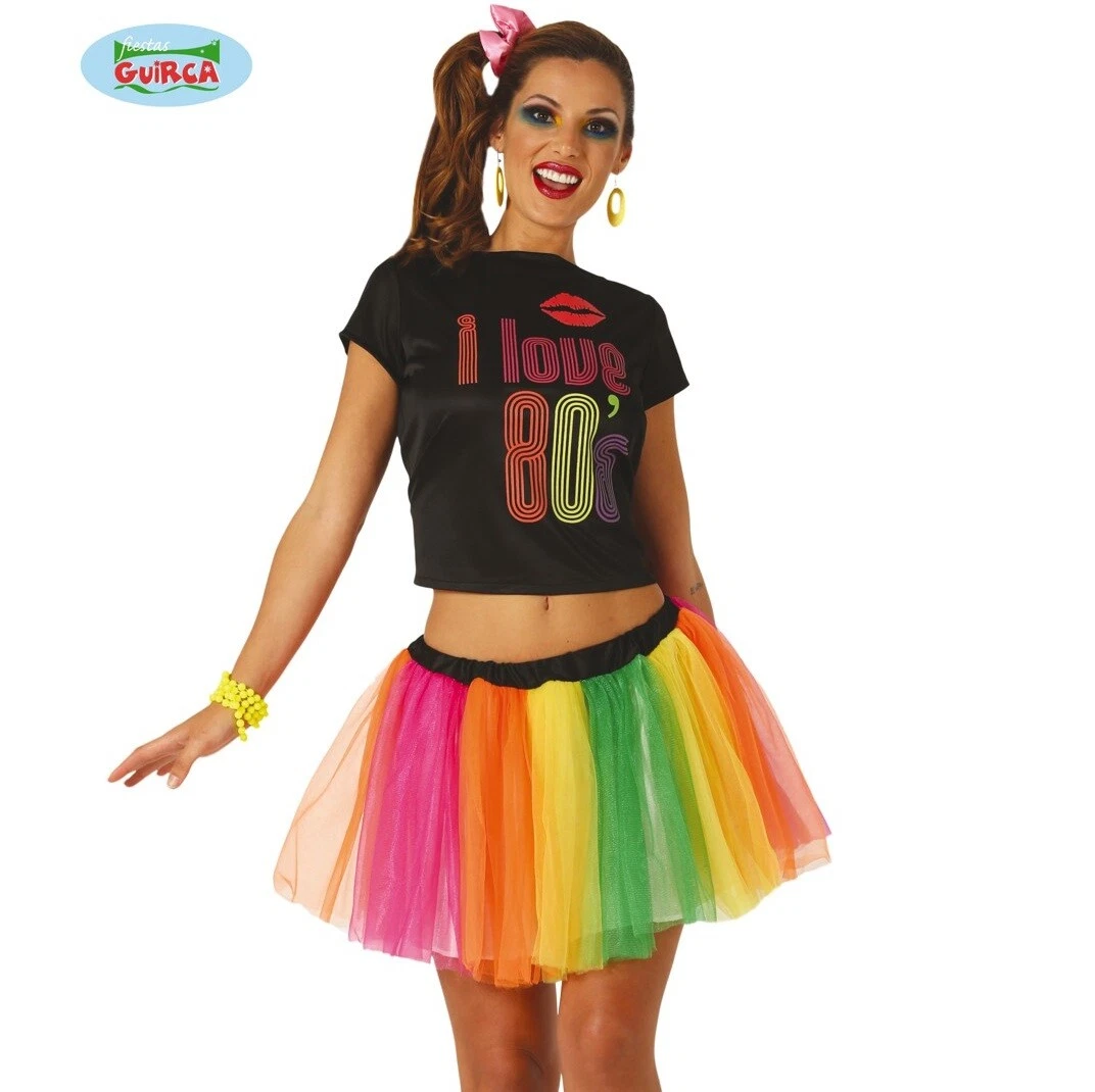 Ladies 1980s 80s Fancy Dress Costume Tutu & Top Womens 80's Outfit