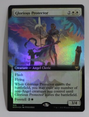 MTG - Glorious Protector. Kaldheim.  Foil Extended Art Rare White Creature.