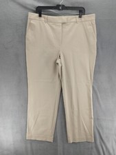 LL Bean Classic Fit Pants Women Sz 18 Reg Beige High Rise Straight Leg