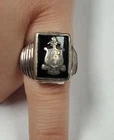 Vintage Sterling Silver LGB Co.Onyx Shield Men's/Ladies 9 Gram Ring Size: 6 Rare