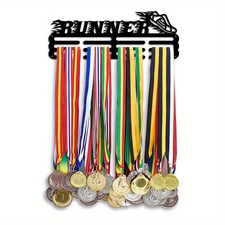 1pc Iron Medal Hanger Holder Display Wall Rack 3-Line with Screws Black Word