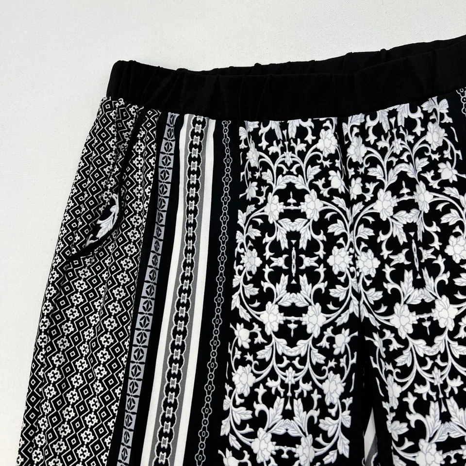 NY Collection Pull On Mixed Print Wide Leg Pants Women’s Size Large Pockets - Image 4 of 4