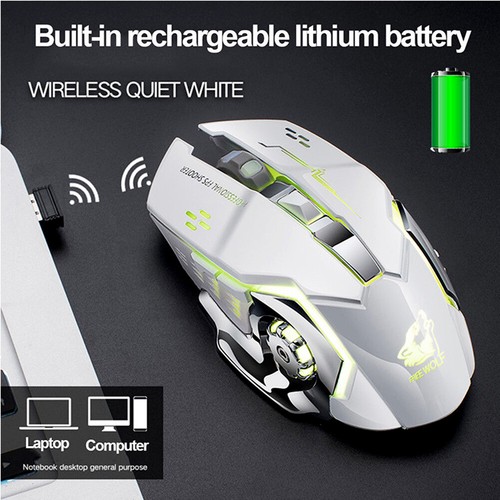 Rechargeable X8 Wireless Game Mouse Silent Led Backlit Usb 1800Dpi Optical HEN - Picture 4 of 13