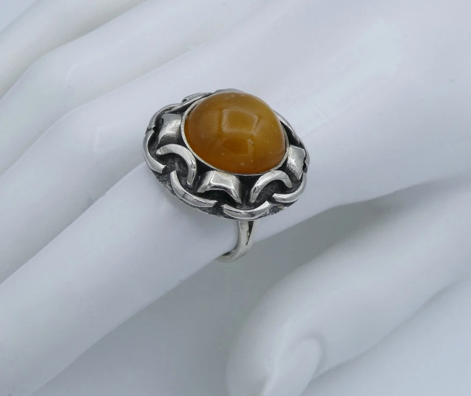 Vintage Damenring mit Bernstein 800er Silber - 57 (18,1 mm Ø) - Bild 4 von 4