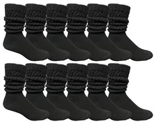 Yacht & Smith 12 Pairs Men's Cotton Extra Heavy Slouch Socks, Boot Sock