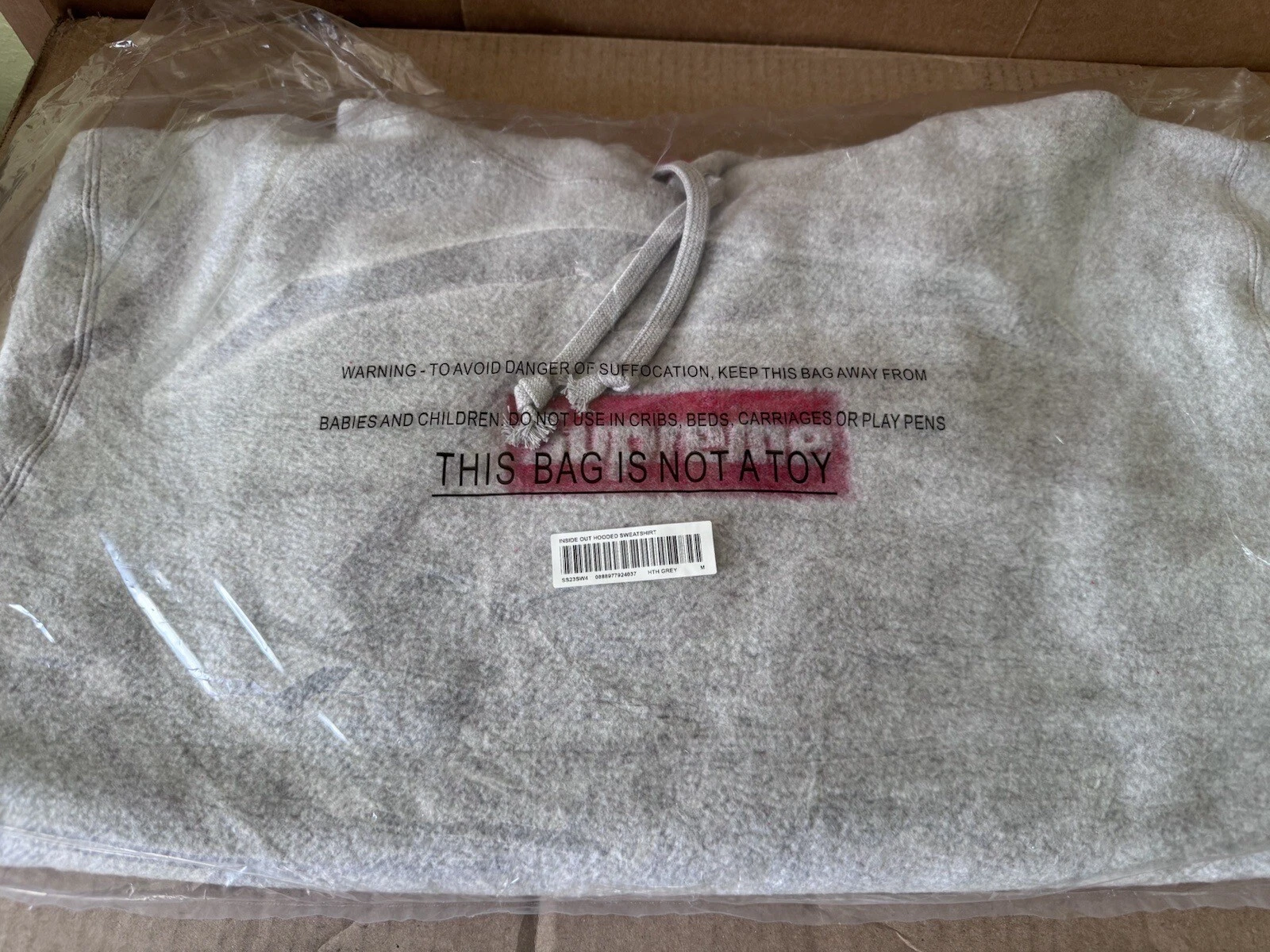 NEUF Supreme NY Inside Out Box logo sweat à capuche gris réversible pour hommes M SS23