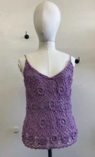 VTG Y2K Nicole Miller Collection Lilac Crochet Camisole Tank SATC Fairy Core