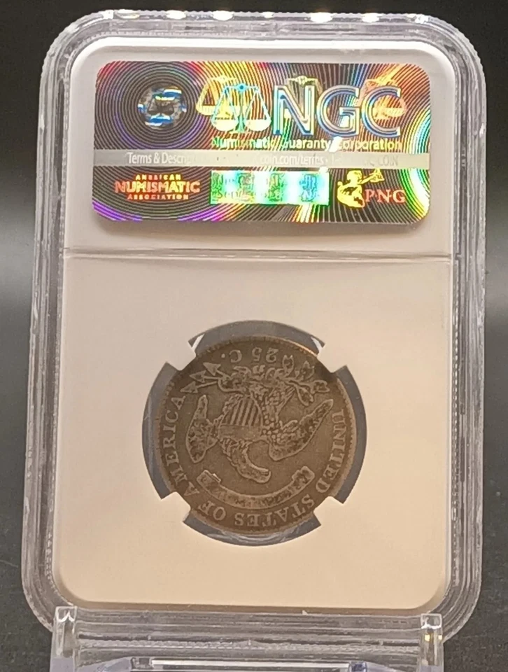 1825 Capped Bust Silver Quarter - Graded NGC Very Good VG-8 - Image 4 of 4
