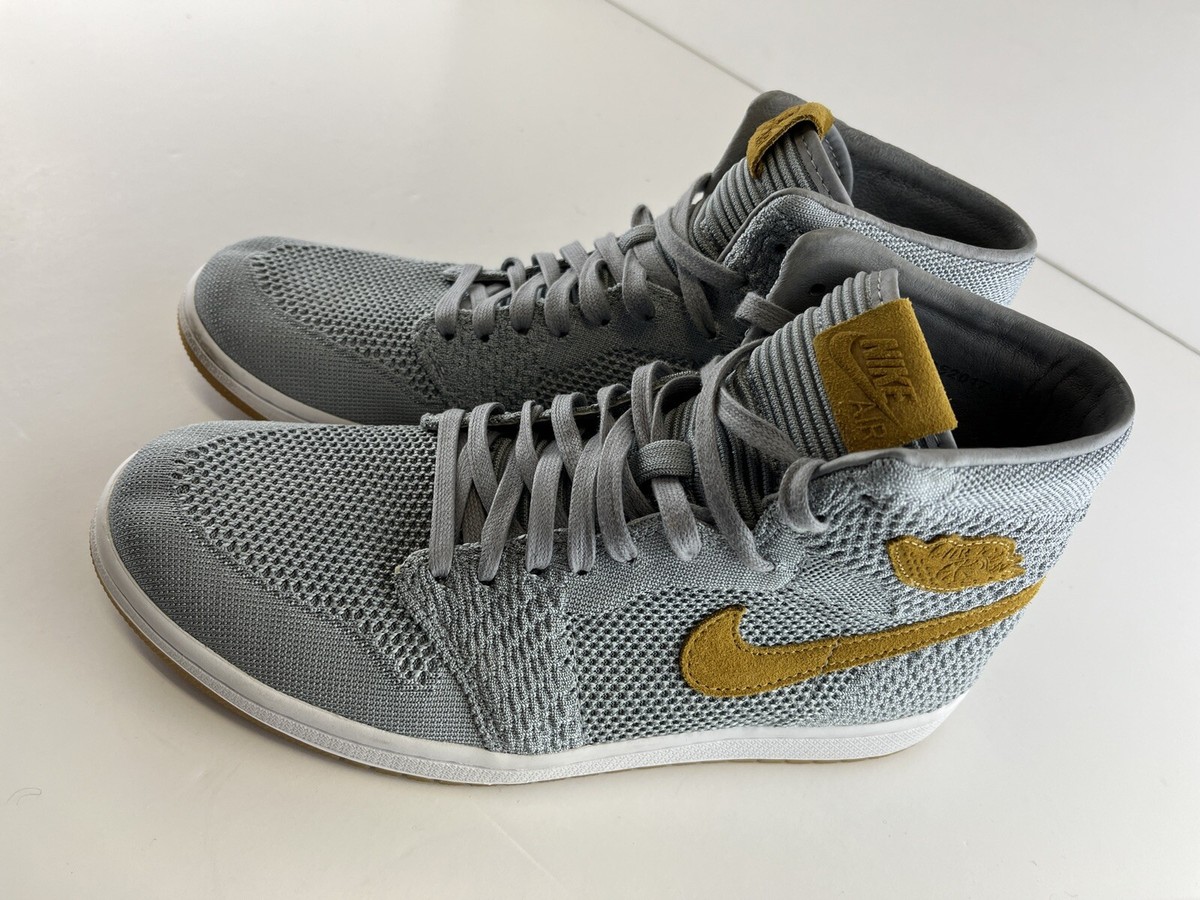 Nike Air Jordan 1 Retro High Flyknit Wolf Grey Mens Size 10.5