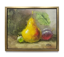 Hungryartist -Original Oil Painting of Still-Life Fruits on Canvas 8x10 Framed