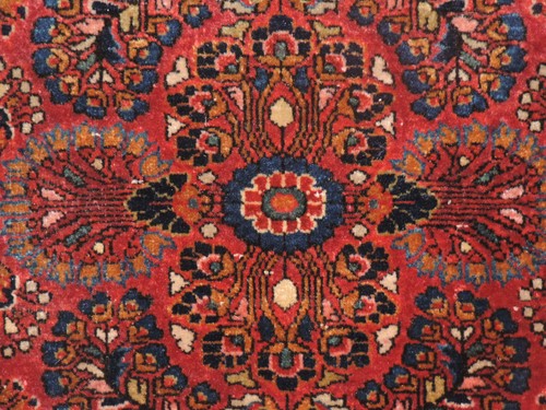 23" x 27" Vintage Handarbeit Sarouk Wolle Teppich - Bild 6 von 10