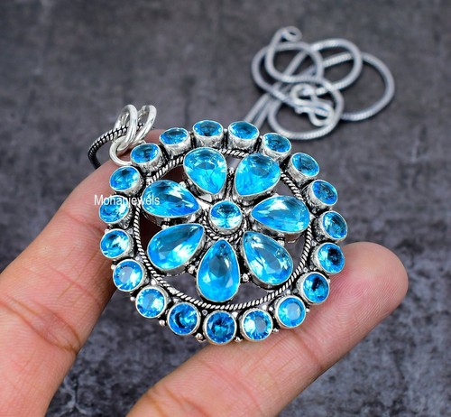 Pendentif Topaze Blanche - Fait Main En Fil De Cuivre - Bijou Artisanal Inde - Ccp 093