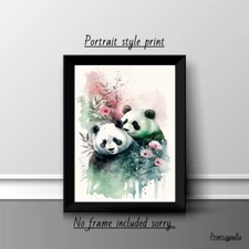 PANDA ANIMALS  A4 PRINT PICTURE POSTER WALL  ART HOME DECOR UNFRAMED  NEW GIFT