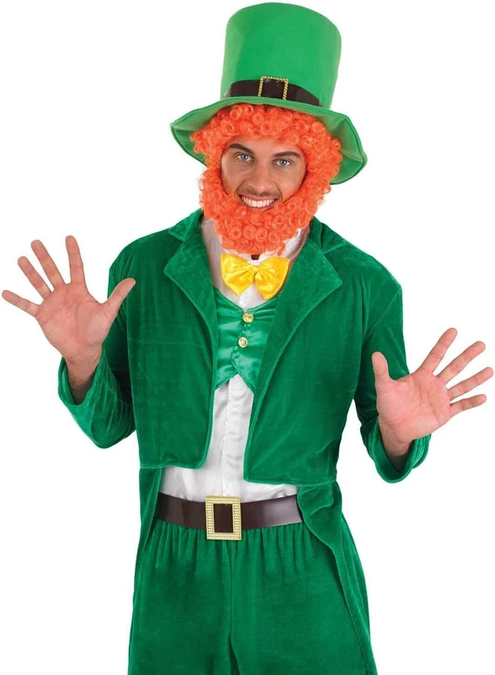 男式经典 Leprechaun 服装 + 胡须 M - XL 爱尔兰圣帕特里克花式连衣裙 — 第 3/4 张图片